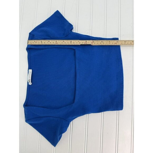 Zara Blue Square Neck‎ Crop Knit Top Size Small Short Sleeve Festival - Picture 4 of 5